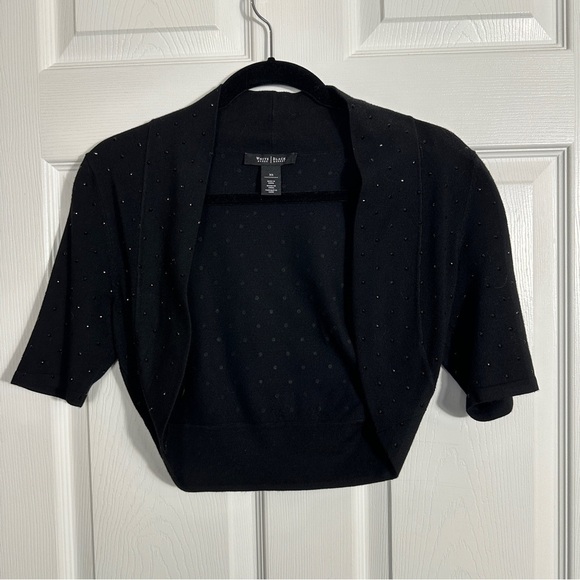 White House/Black Market size XS bolero shrug, embellished, black, sparkle - Picture 1 of 8
